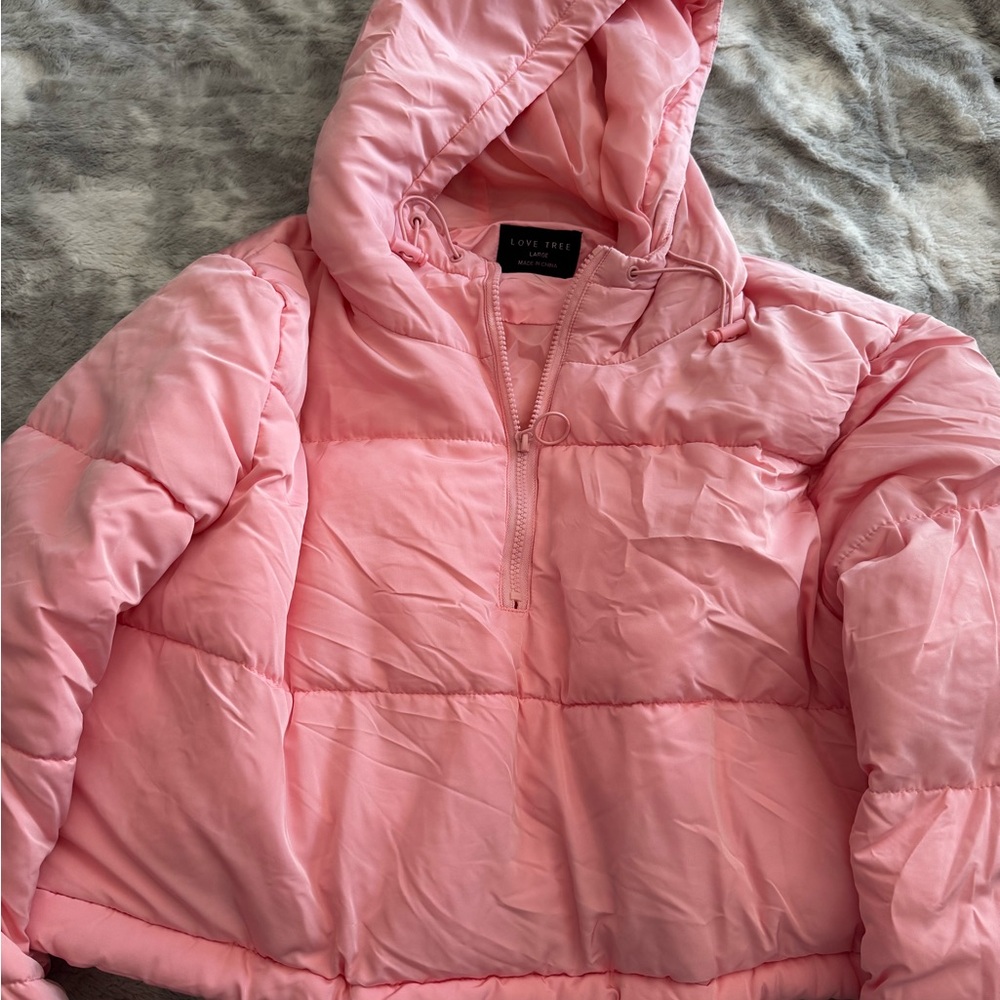 Love Tree Blush Hooded Puffer Jacket